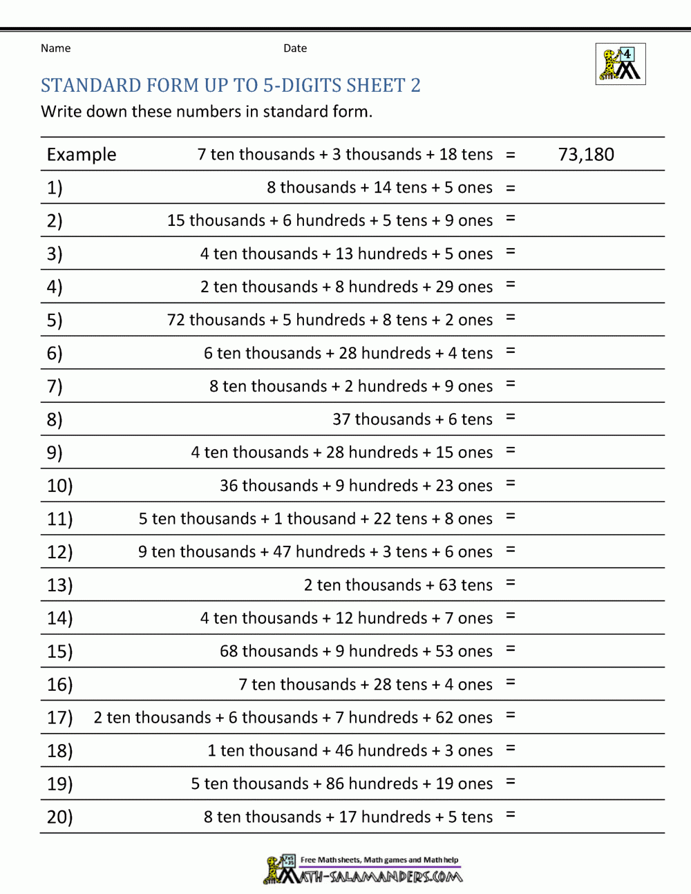 4th Grade Place Value Worksheets 4th Grade Place Value Worksheets