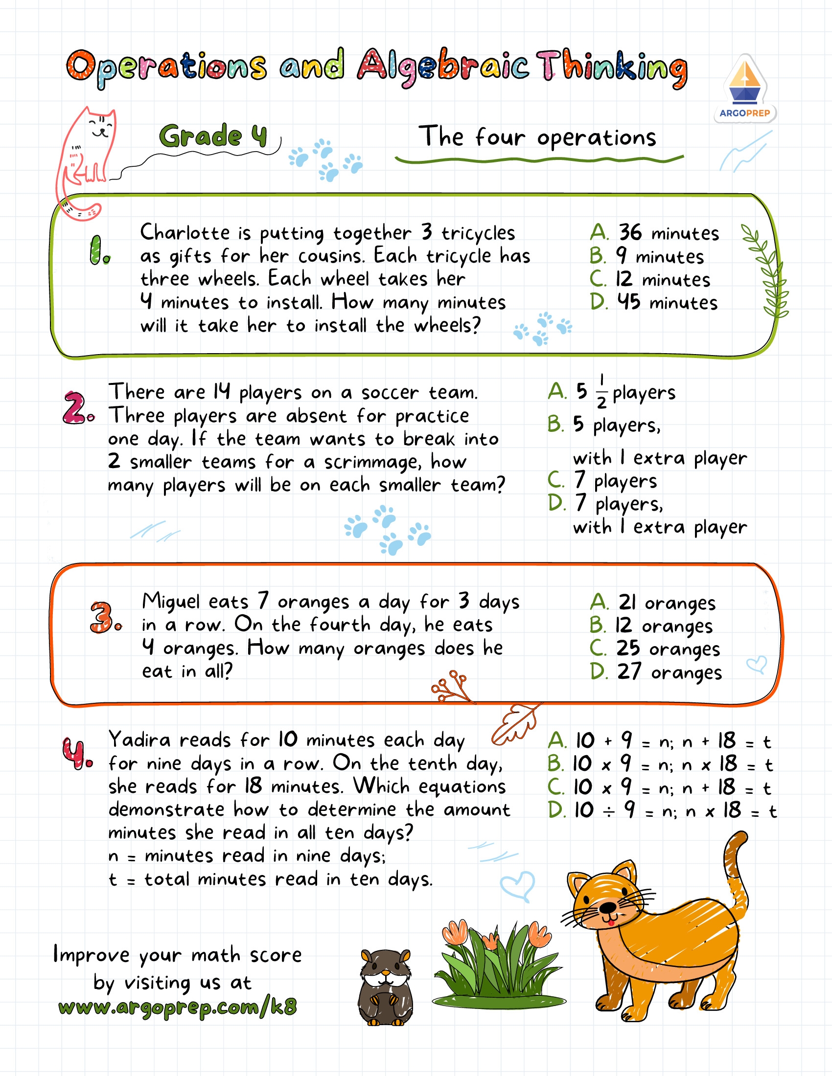 4th Grade Writing Equations With Variables Order Of Operations Worksheets For Free ArgoPrep 4th Grade Writing Equations With Variables Order Of Operations Worksheets For Free ArgoPrep