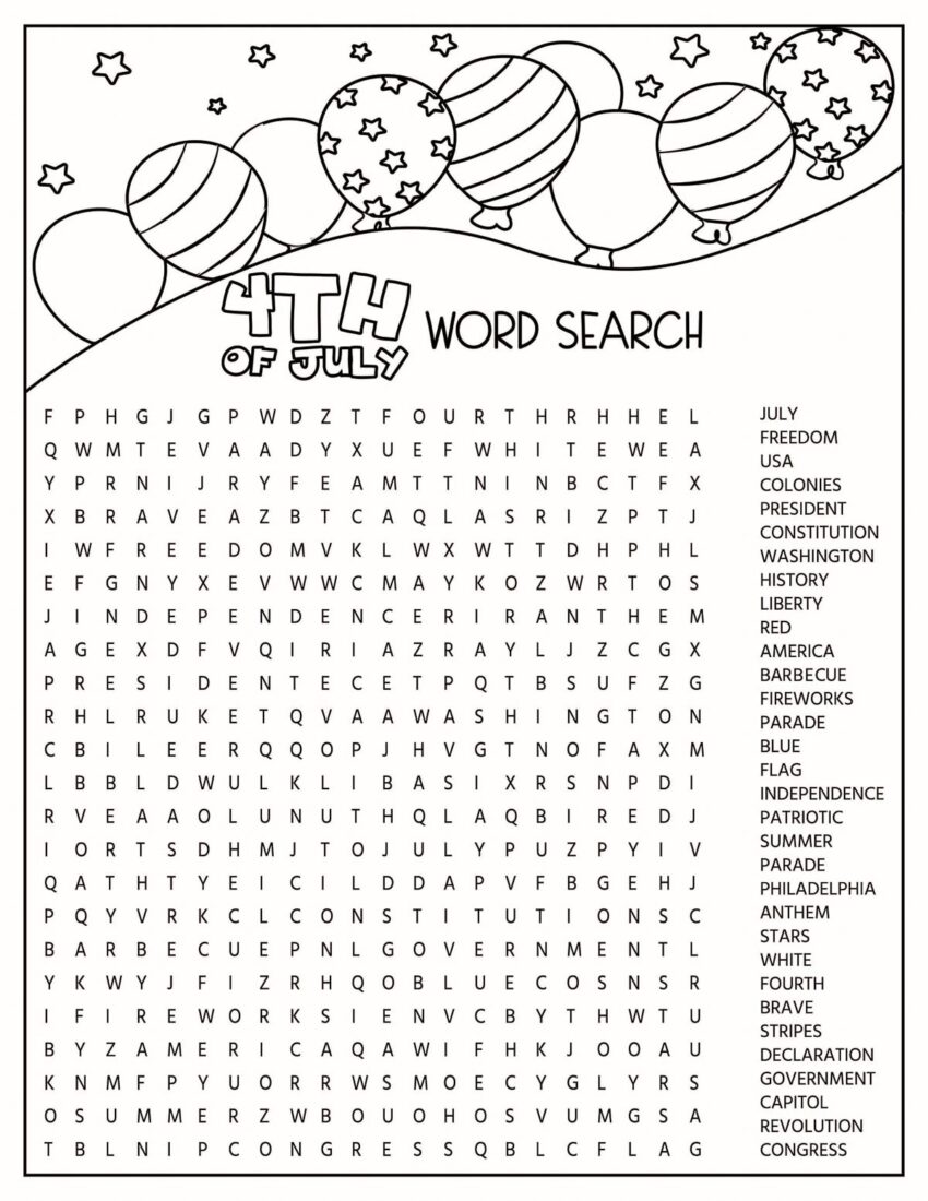 4th Of July Activities Printable Kids Activity Zone