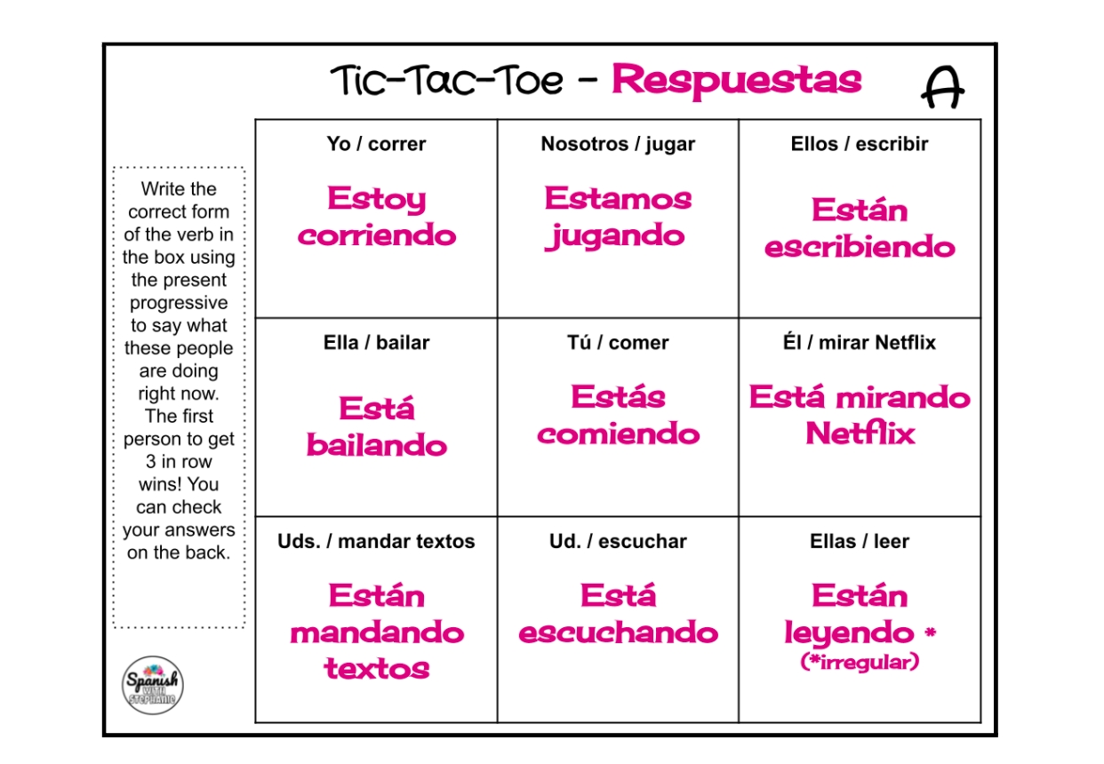 Present Progressive Printable Worksheets Spanish Present Progressive Printable Worksheets Spanish