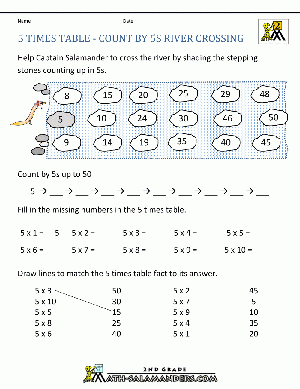 5 Times Table Worksheets Library