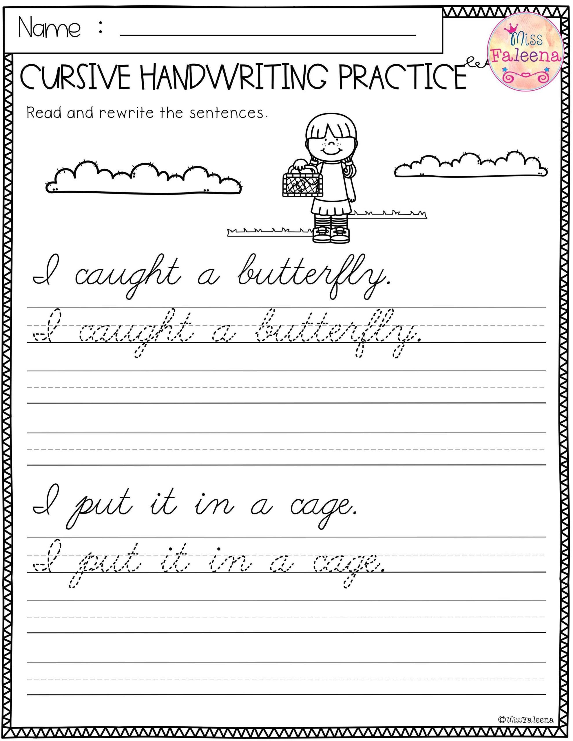 50 Cursive Writing Worksheets Alphabet Letters Sentences 50 Cursive Writing Worksheets Alphabet Letters Sentences