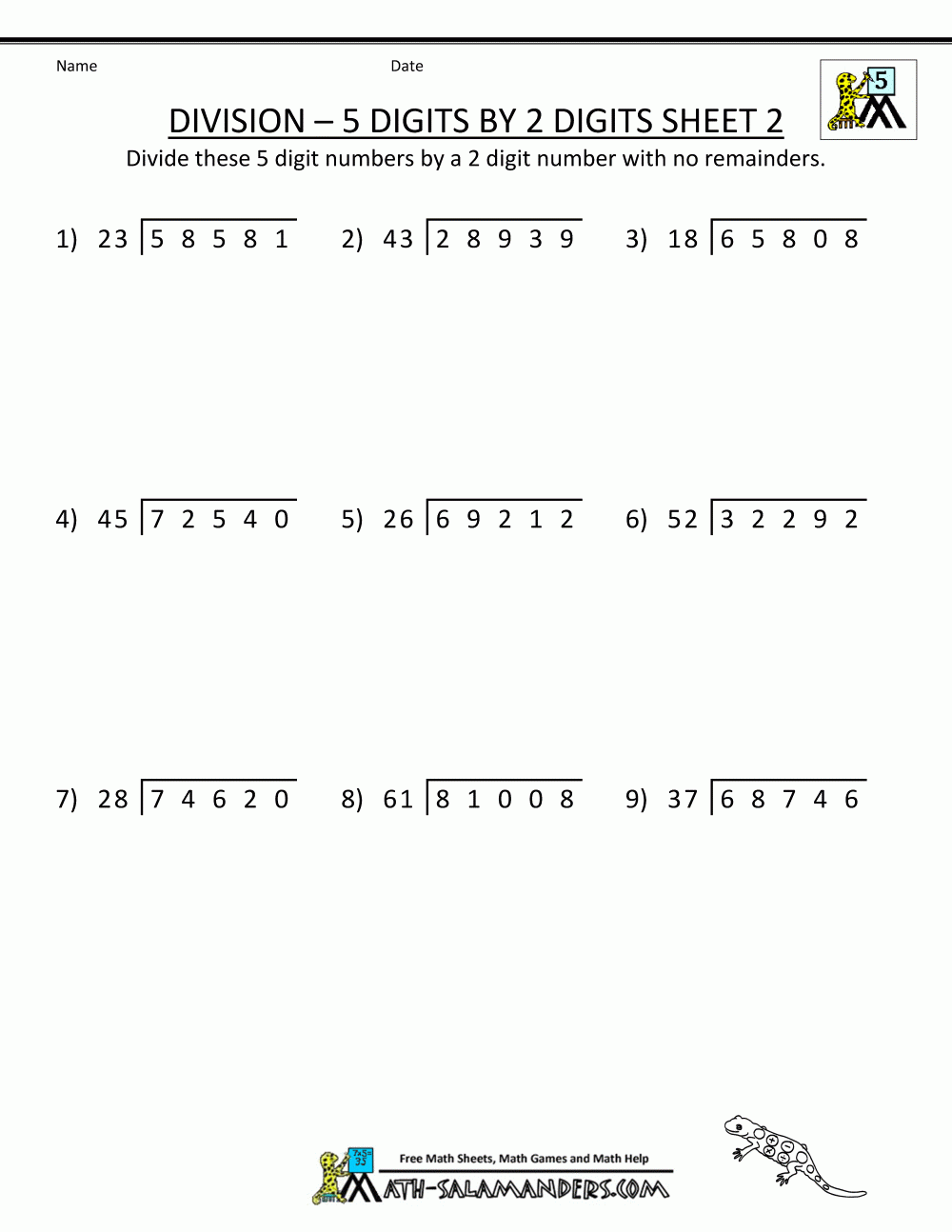 5th Grade Division Math Worksheets Practice Problems Exercises 5th Grade Division Math Worksheets Practice Problems Exercises