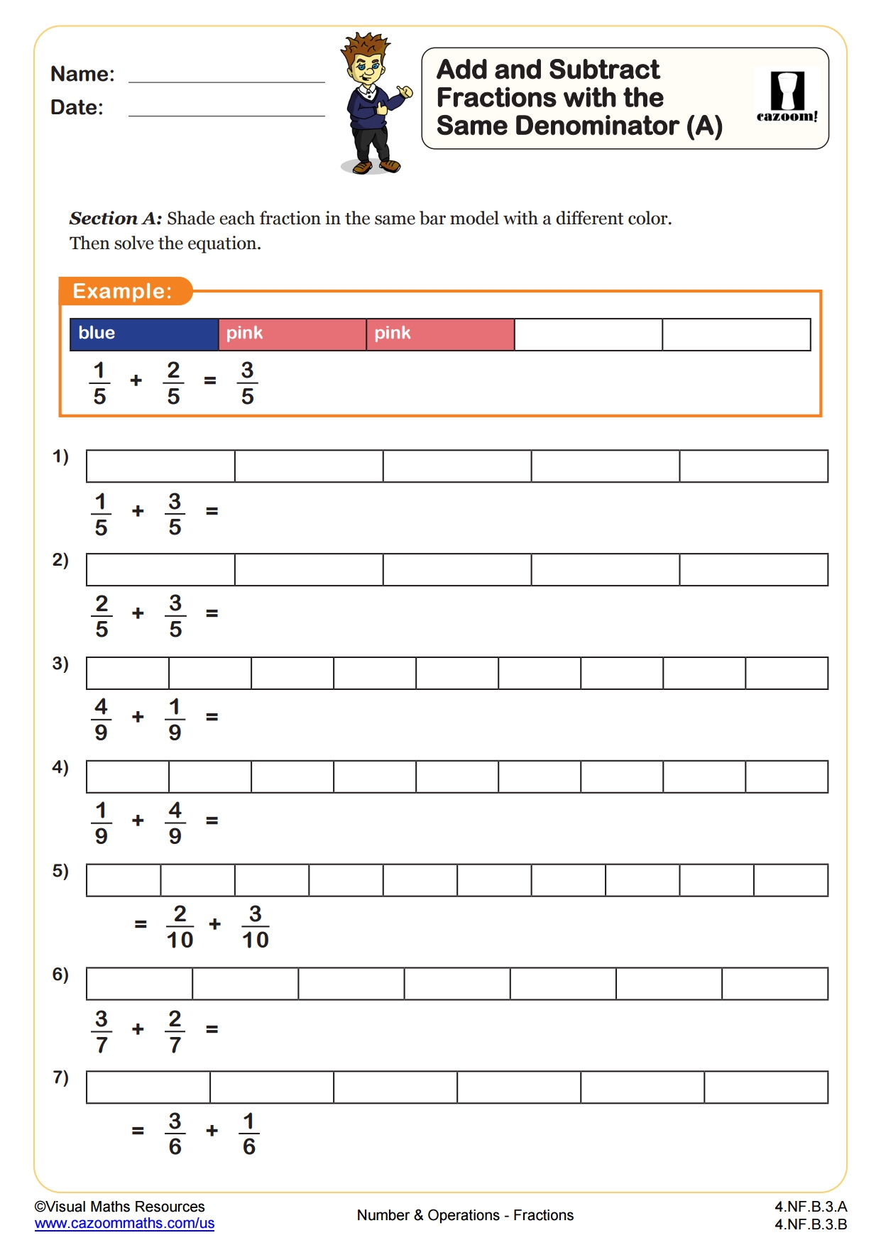 5th Grade Fractions Worksheets PDF Printable Worksheets Cazoom Math