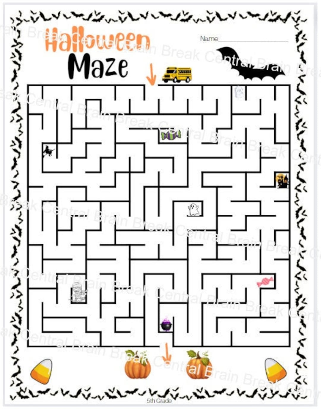 5th Grade Halloween Maze With Answer Key Printable Etsy Denmark