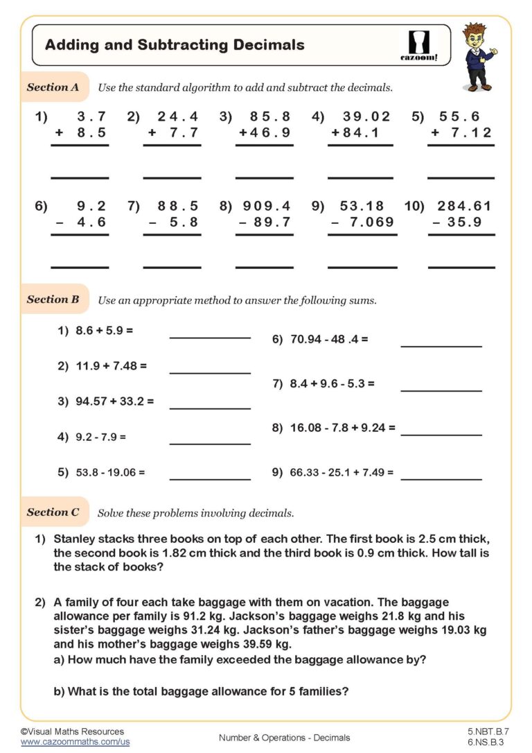 5th Grade Math Worksheets PDF Printable PDF Worksheets Cazoom Math