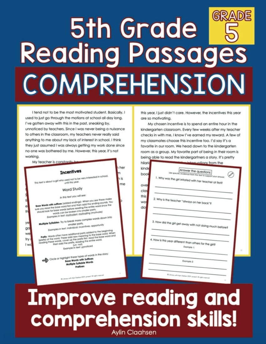 5th Grade Reading Passages With Comprehension Questions Workbook Fifth Grade Reading Passages With Comprehension Questions Fiction Reading