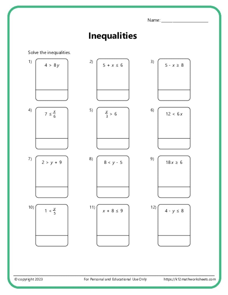 Algebra 6th Grade Worksheet Printable Algebra 6th Grade Worksheet Printable