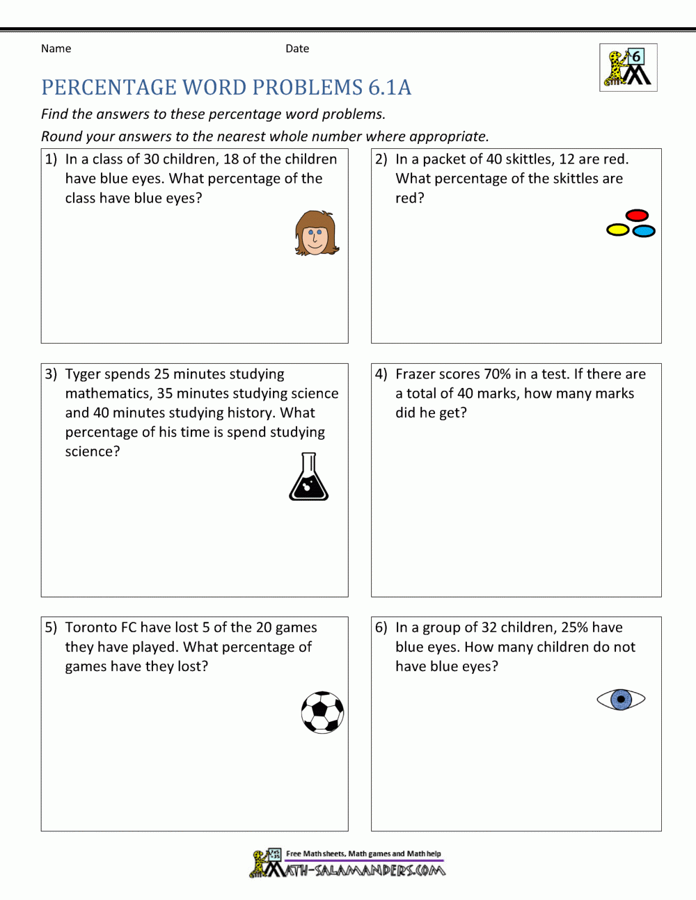 6th Grade Percent Word Problems 6th Grade Percent Word Problems