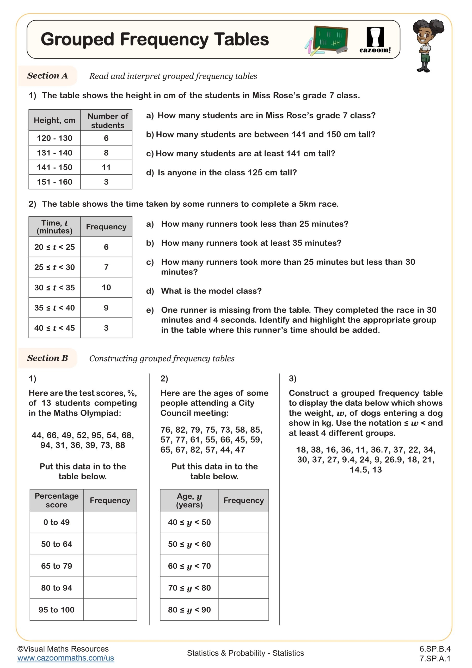 Free Statistics Worksheets Grade 6