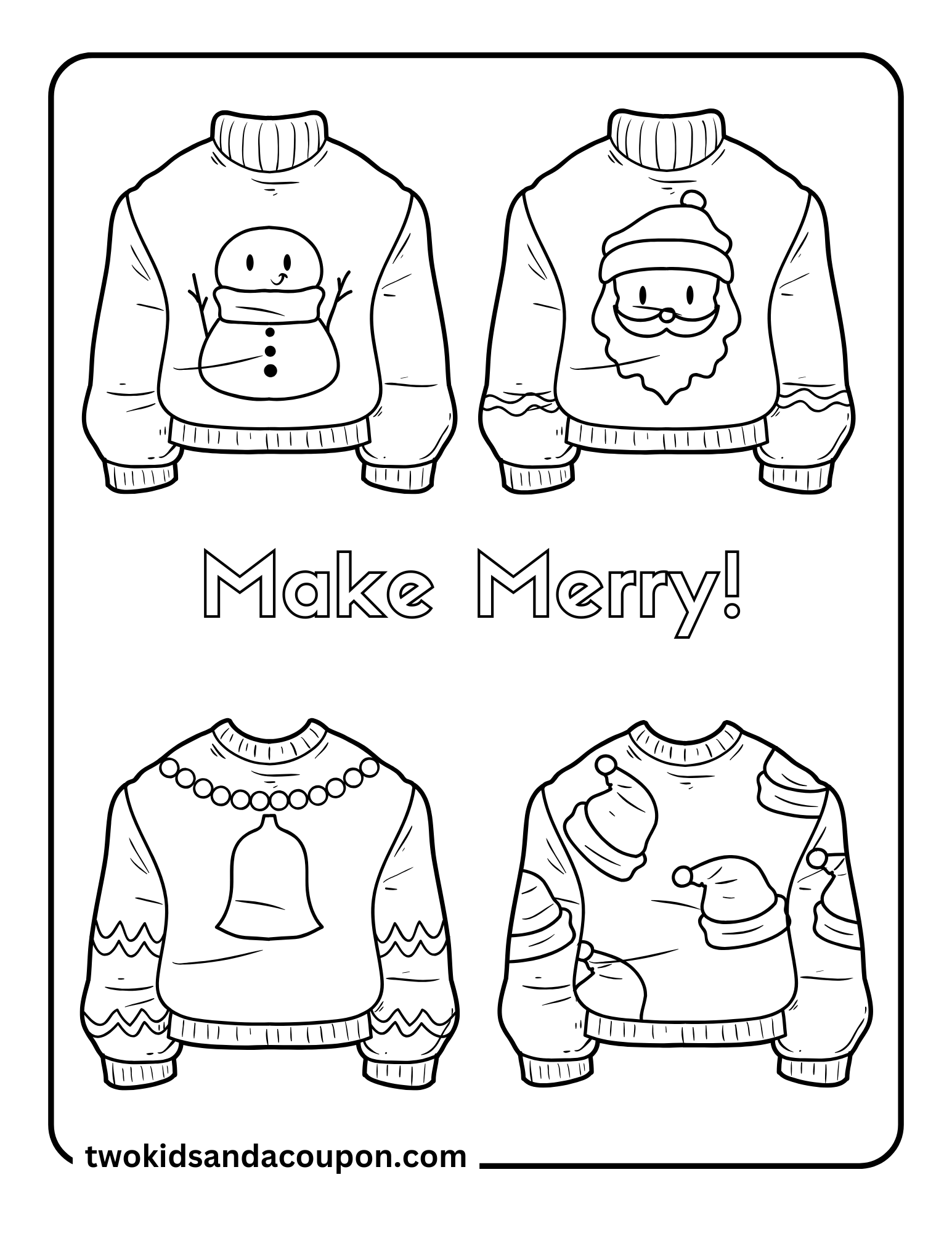 7 Free Cute Christmas Ugly Sweater Coloring Pages 7 Free Cute Christmas Ugly Sweater Coloring Pages