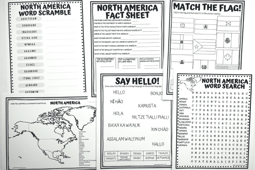 7 North America Worksheets Free Geography Printables