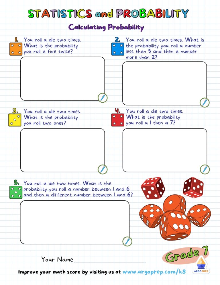7th Grade 2 step Equations Simple Probability Worksheets For Free ArgoPrep