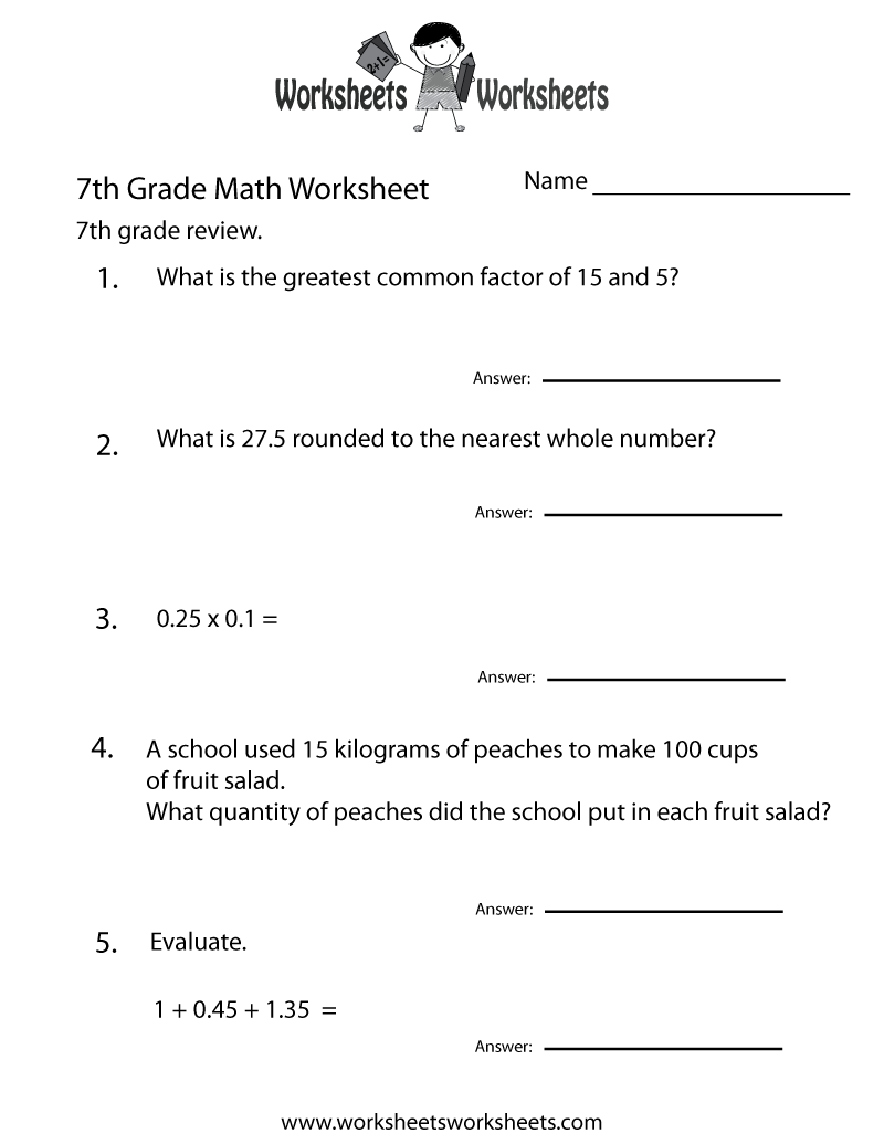 Free Printable 7th Grade Geometry Worksheets