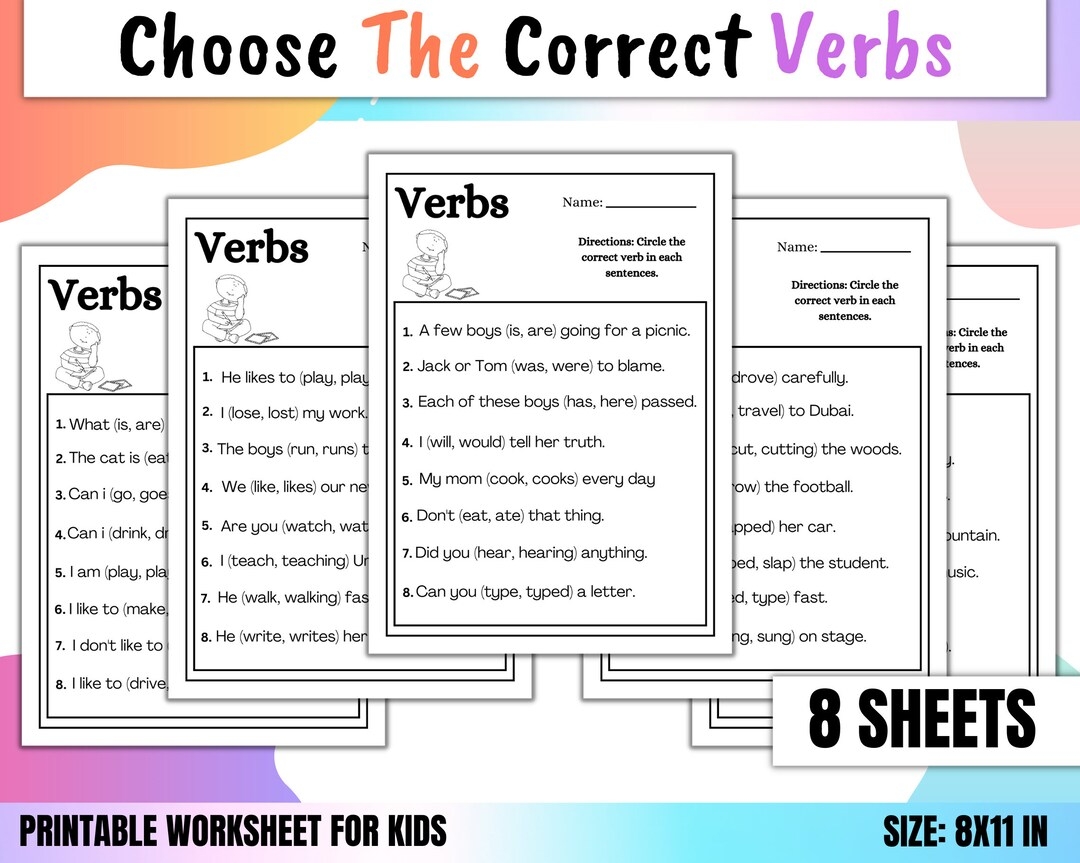 Printable Verb Worksheets For Middle School