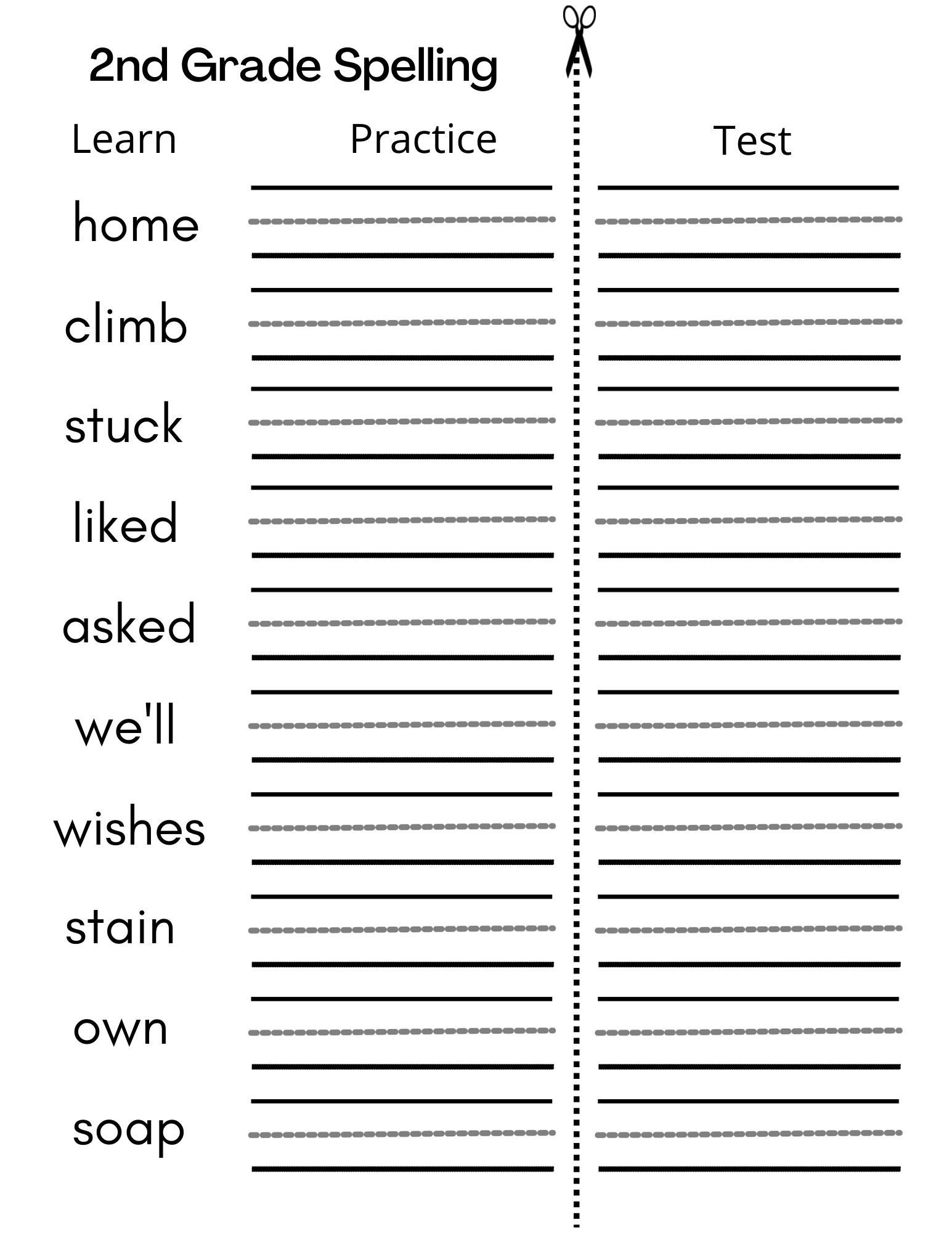8 Printable Second Grade Writing Spelling Worksheets Spelling Test Etsy Norway