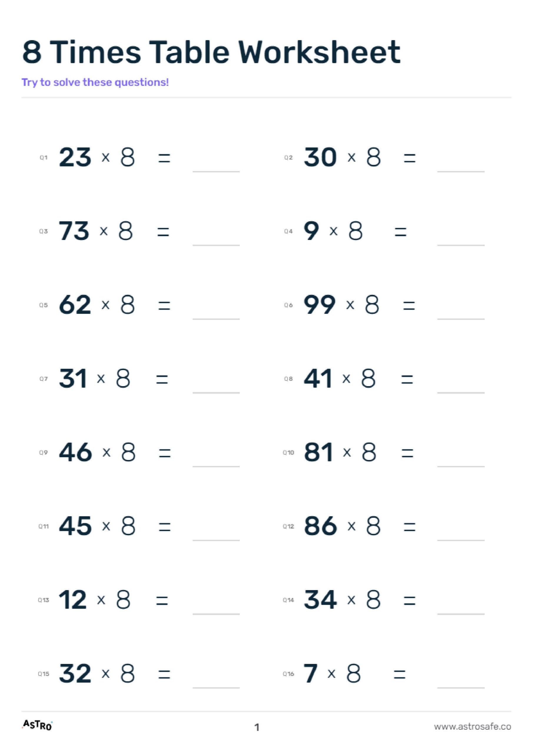 8 Times Table Lessons Printable Worksheets U0026 Charts AstroSafe 8 Times Table Lessons Printable Worksheets U0026 Charts AstroSafe