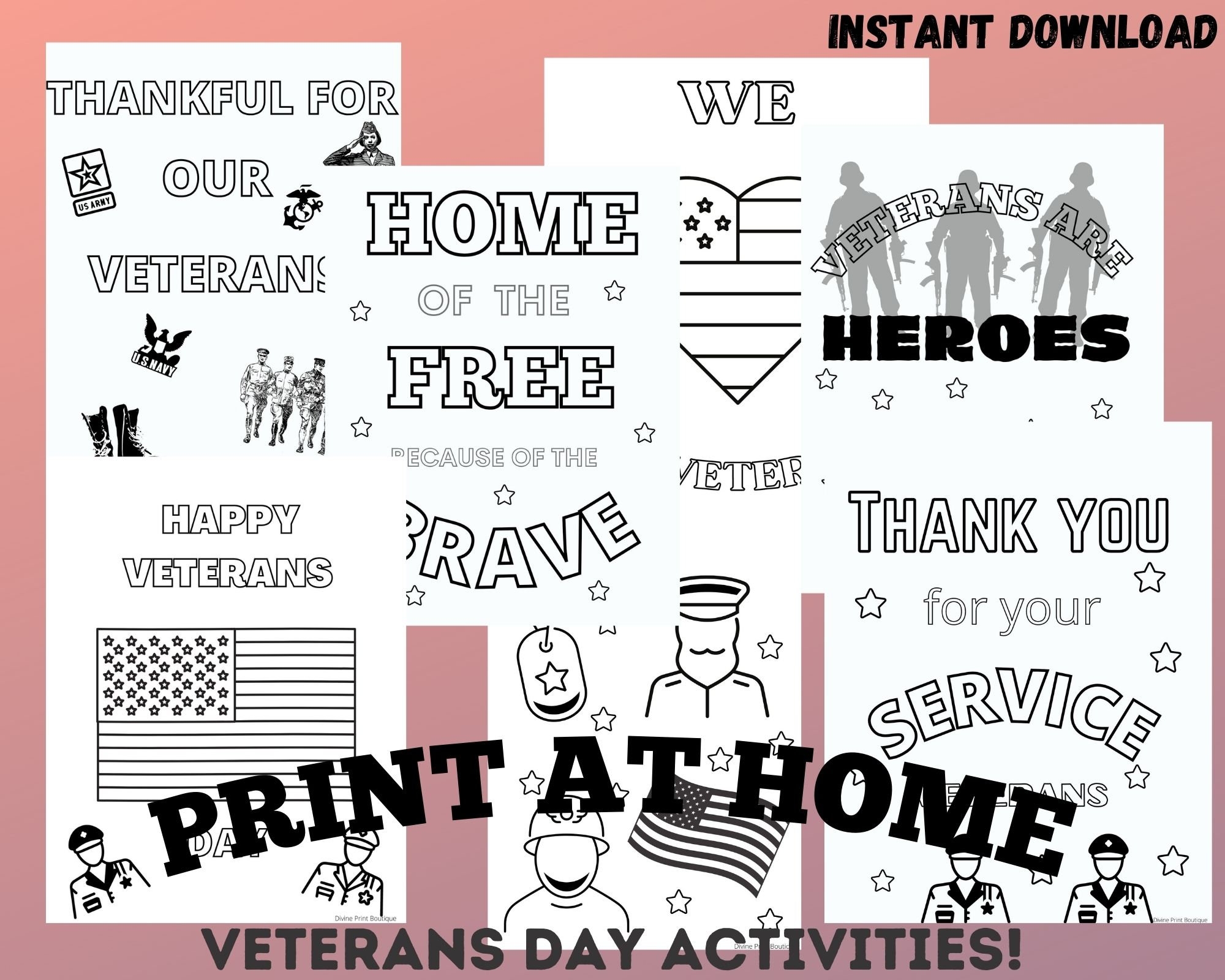 8 Veterans Day Printable Activities 2023 Veterans Day Art Classroom Veterans Worksheets Honor A Veteran Coloring Pages School Age Etsy
