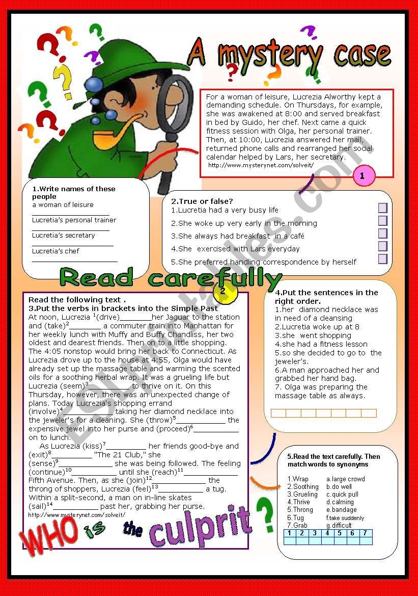 A Mystery Case ESL Worksheet By Patties A Mystery Case ESL Worksheet By Patties