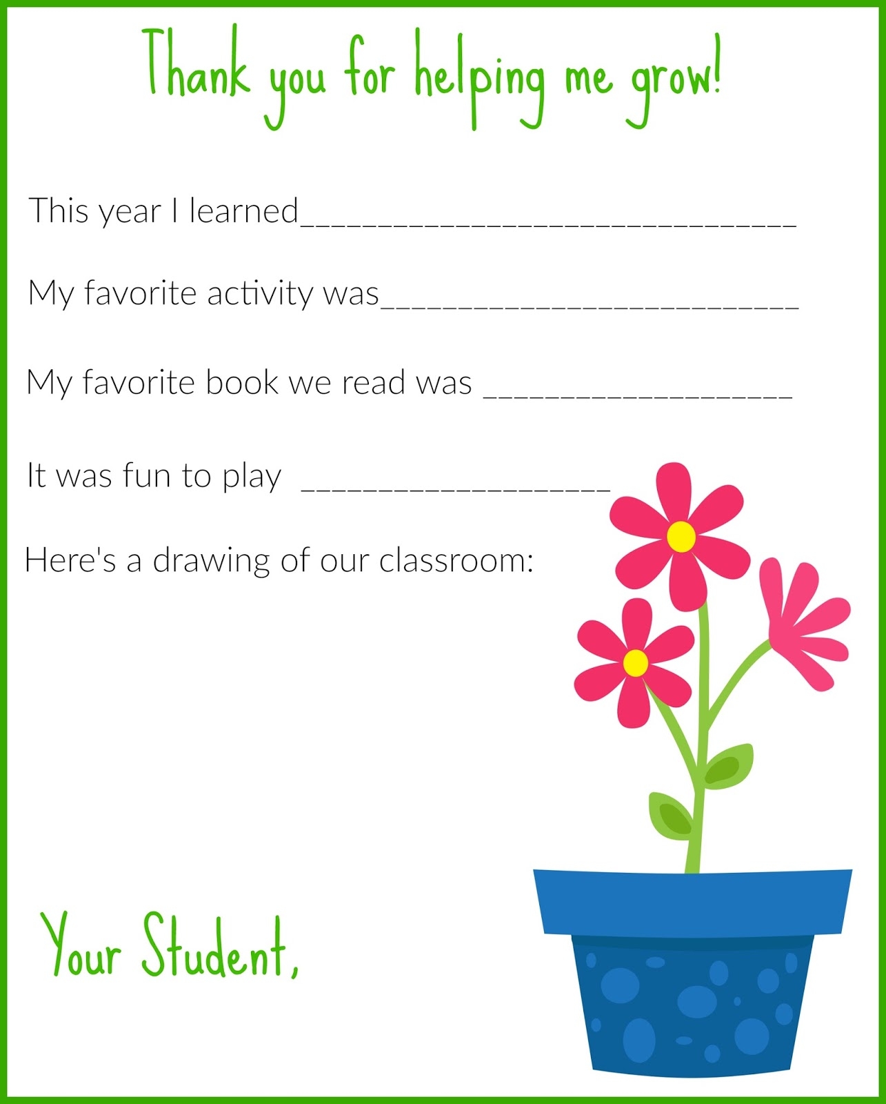 A Thank You Letter For Teachers Free Printable The Chirping Moms