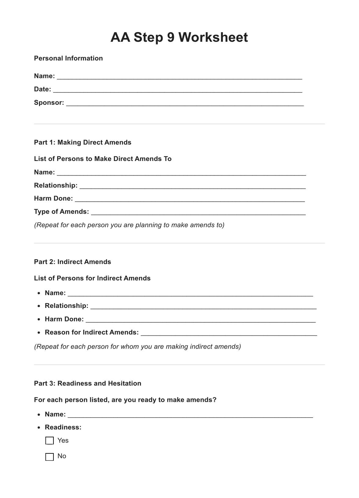 Printable 12 Steps Of Aa Worksheets