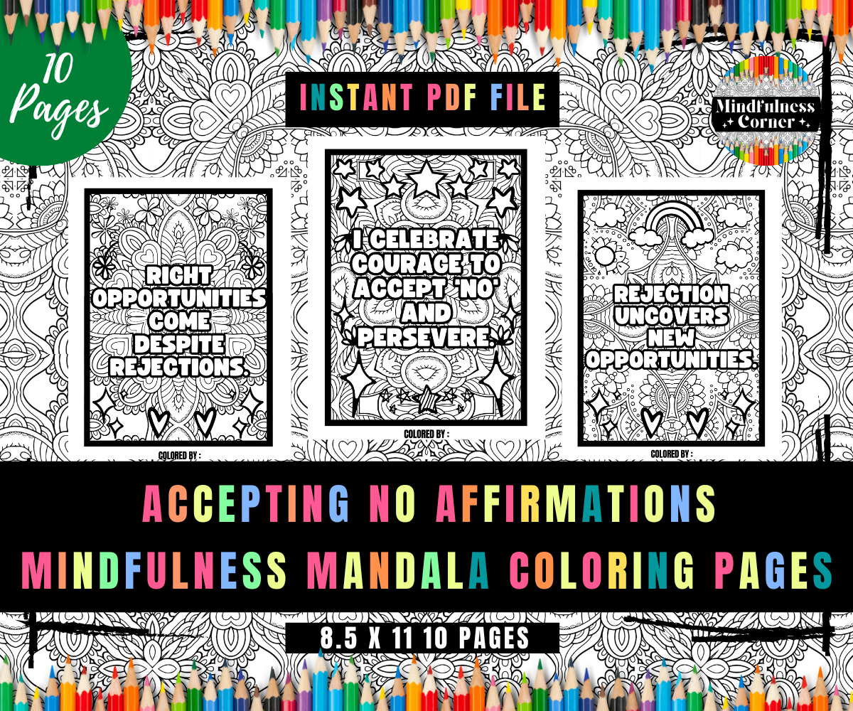 Accepting No Activities Affirmations Mindset Growth Coloring Pages No Prep Made By Teachers