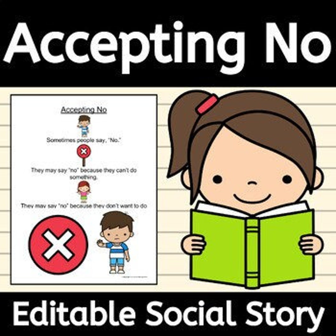 Accepting No Social Story EDITABLE For Tolerating Denial And Being Told No Etsy