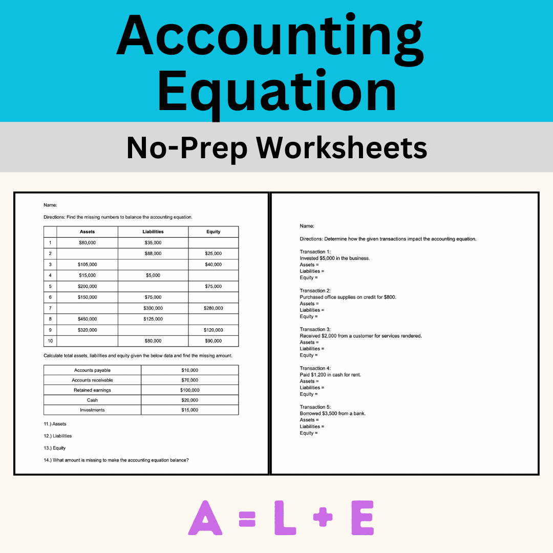 Accounting Equation Worksheets No Prep Accounting Activities Classful Accounting Equation Worksheets No Prep Accounting Activities Classful