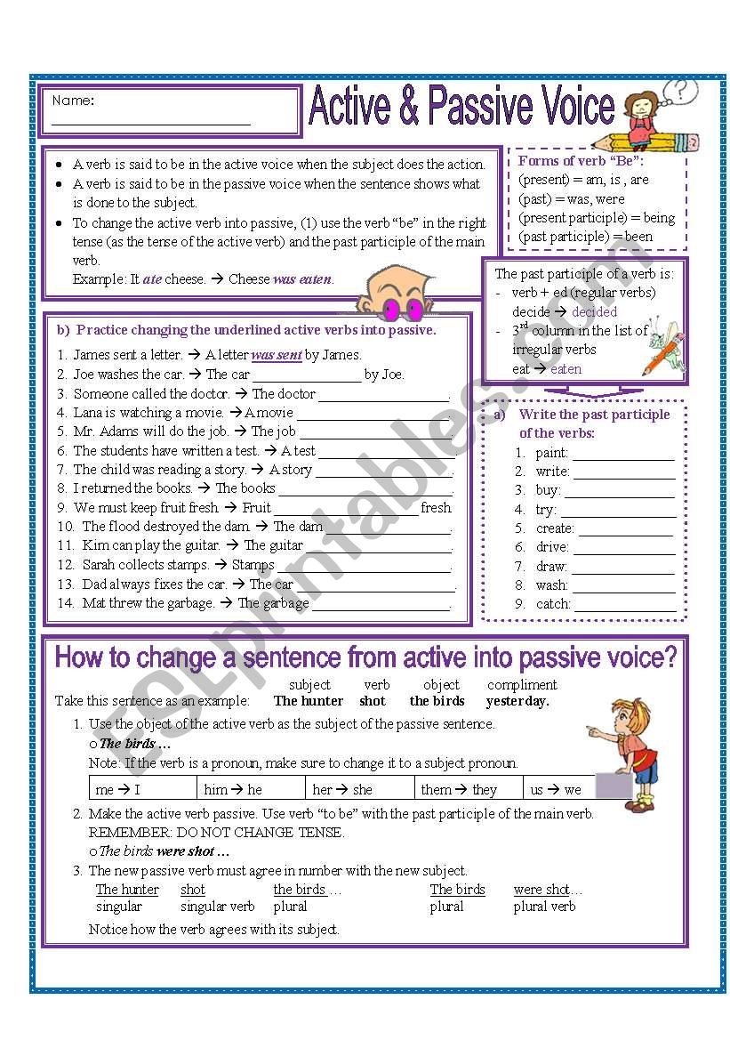 Active And Passive Voice ESL Worksheet By Missola Active And Passive Voice ESL Worksheet By Missola