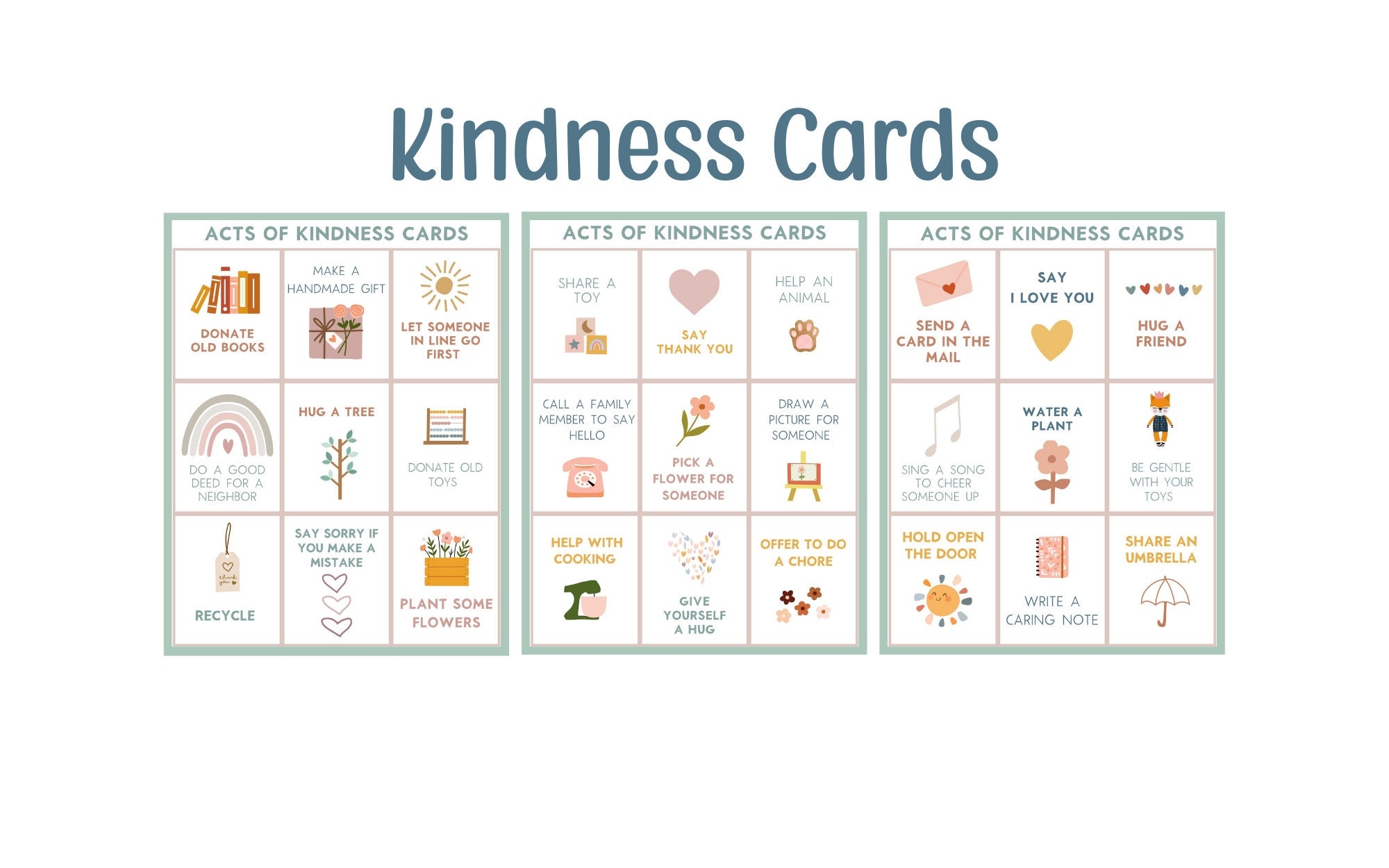Acts Of Kindness Cards Printable Toddler Cards Preschool 
