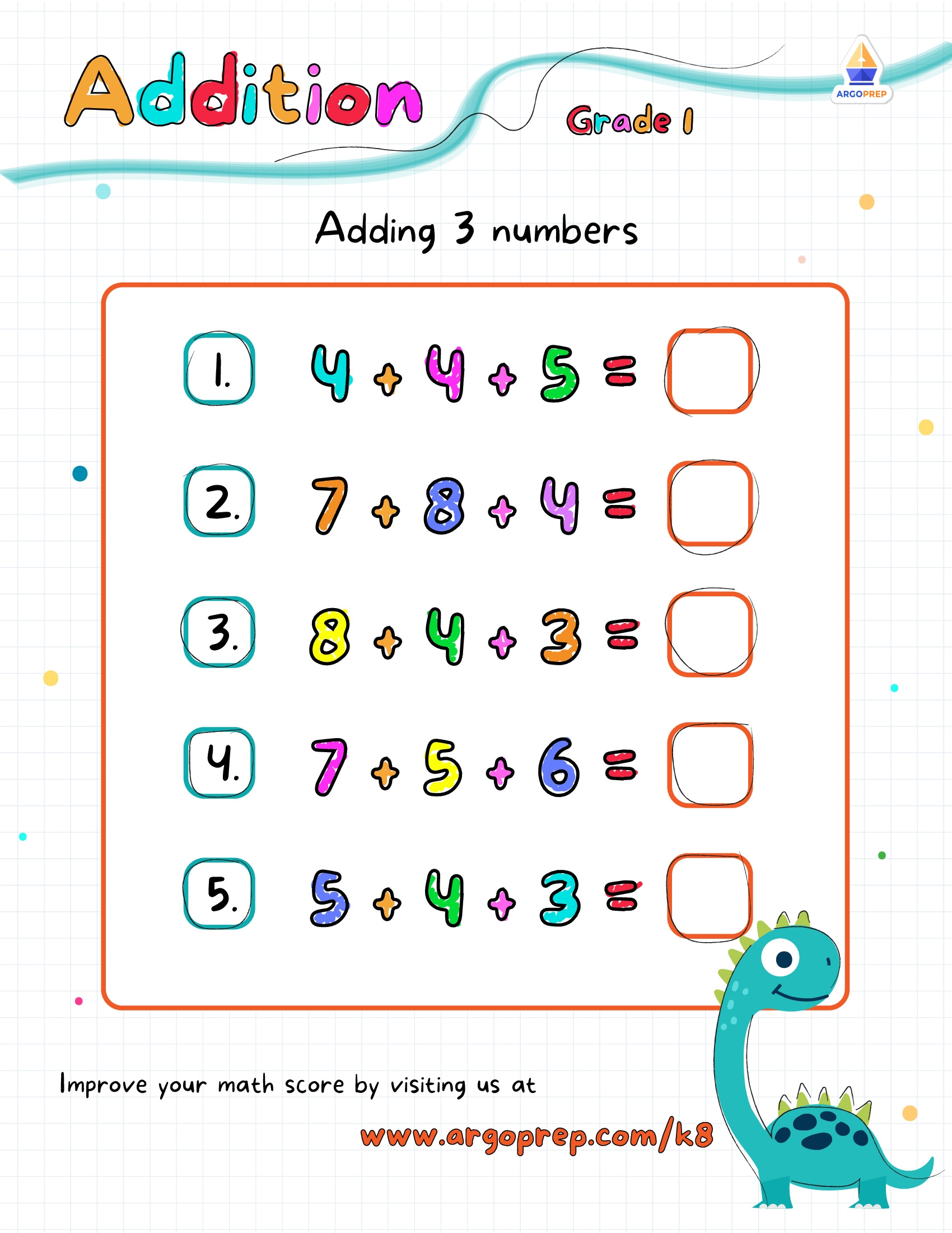 Adding 3 Numbers Printable Worksheet Adding 3 Numbers Printable Worksheet