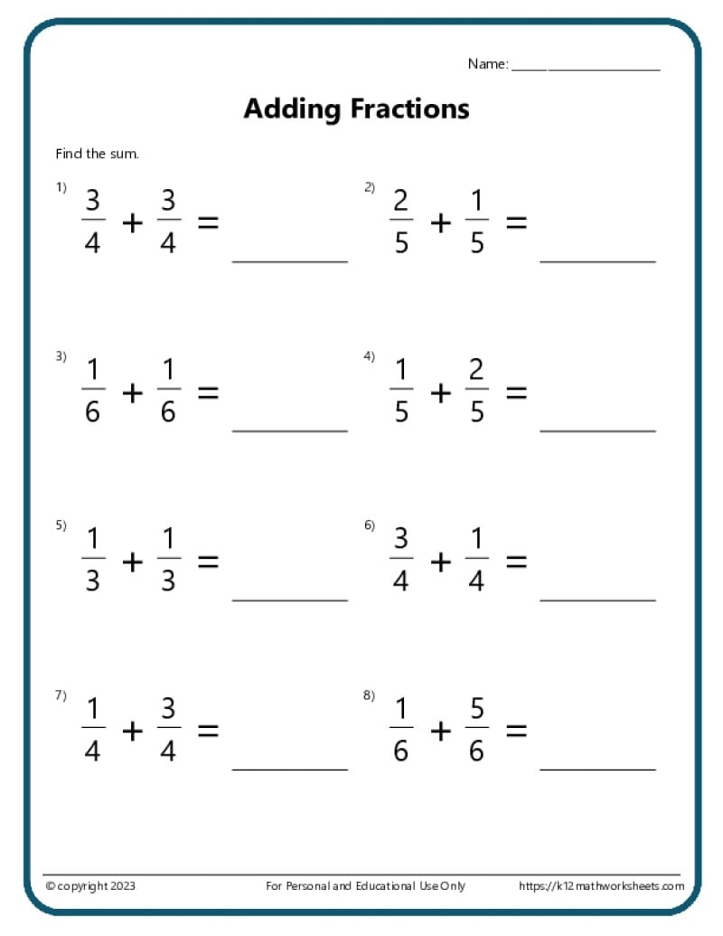 Free Math Worksheets 2nd Grade Fractions Free Math Worksheets 2nd Grade Fractions