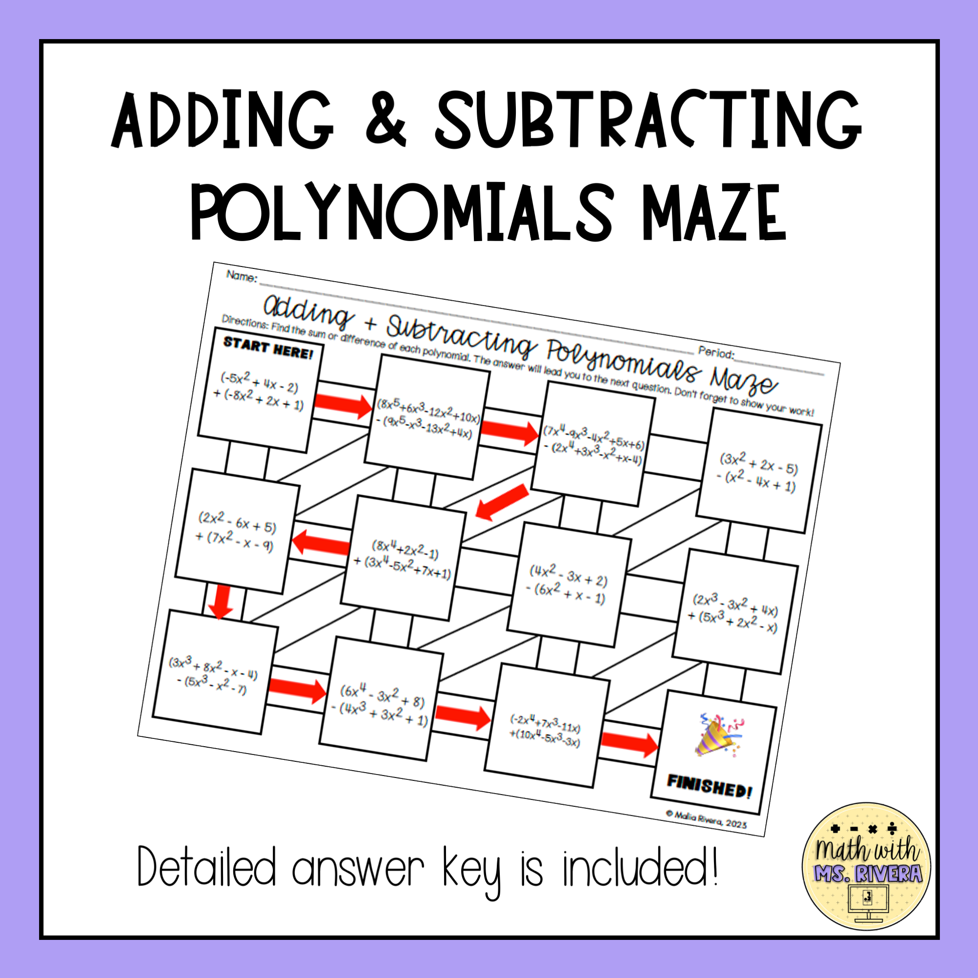 Adding And Subtracting Polynomials Maze Worksheet Adding And Subtracting Polynomials Maze Worksheet