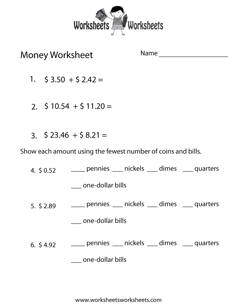 Adding Money Worksheet Worksheets Worksheets Adding Money Worksheet Worksheets Worksheets