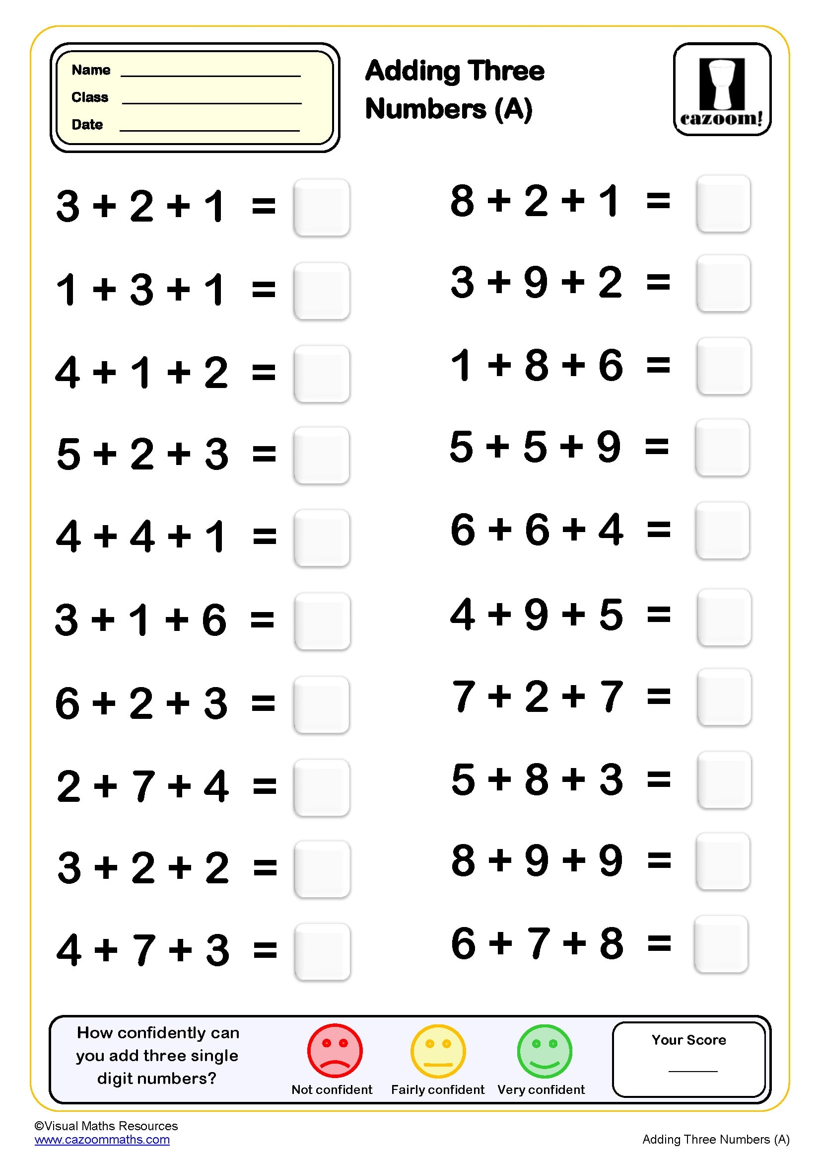Adding Three Numbers Worksheets Printable PDF Three Number Addition Worksheets Adding Three Numbers Worksheets Printable PDF Three Number Addition Worksheets