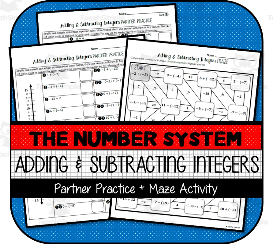 Adding U0026 Subtracting Integers PARTNER PRACTICE U0026 MAZE ACTIVITIES