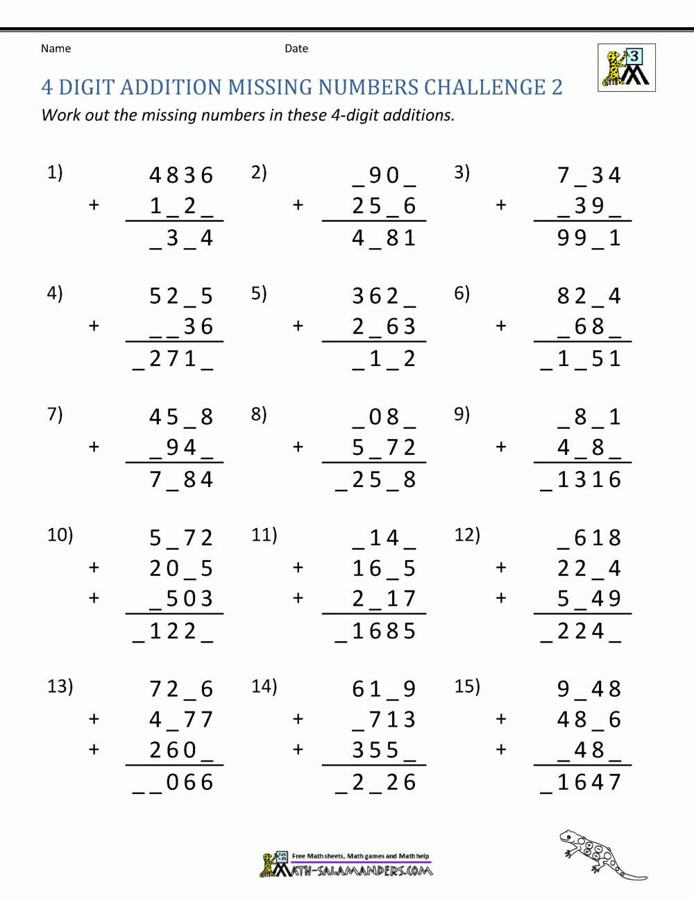 Addition 4 Digit Worksheets 3rd Grade Addition 4 Digit Worksheets 3rd Grade