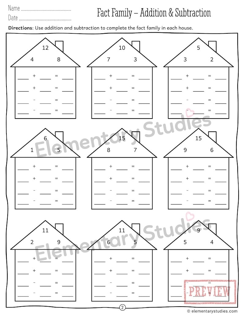 Addition And Subtraction Fact Families Up To 10 Elementary Studies Worksheets Library Addition And Subtraction Fact Families Up To 10 Elementary Studies Worksheets Library
