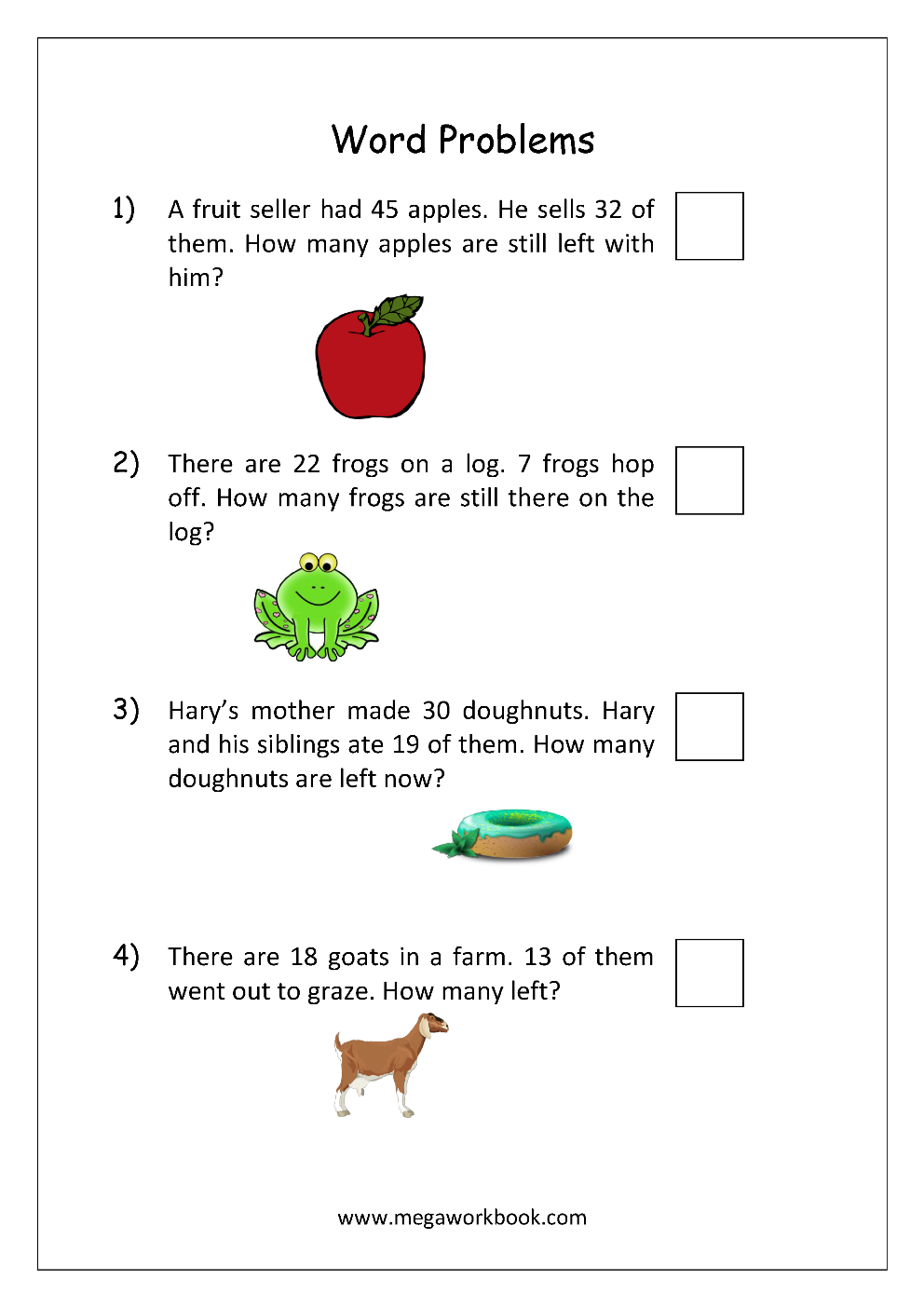 Subtraction Word Problem Worksheet For Kindergarten Subtraction Word Problem Worksheet For Kindergarten
