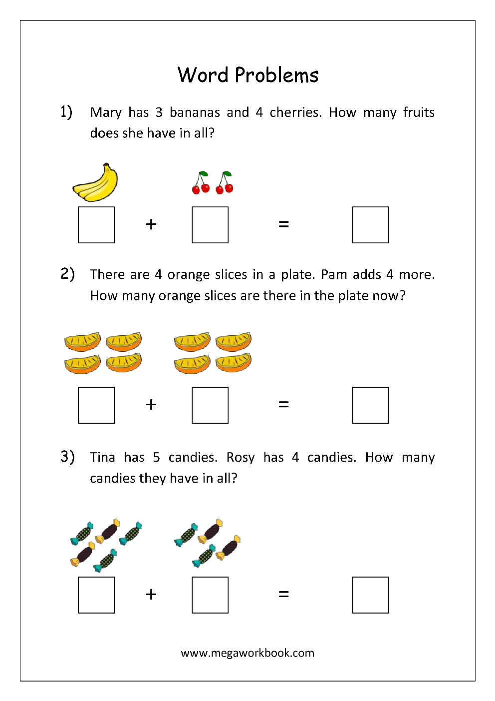 Addition And Subtraction Word Problems Worksheets For Kindergarten Addition And Subtraction Word Problems Worksheets For Kindergarten