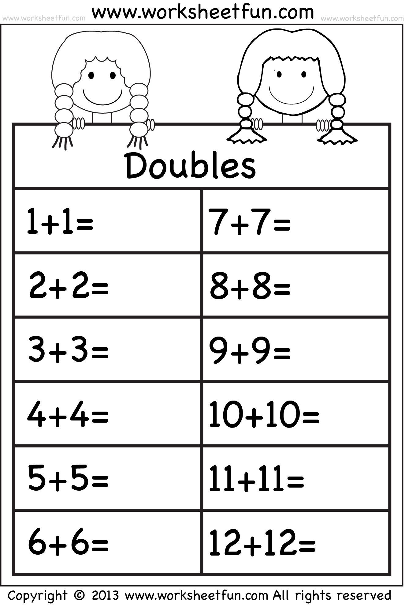Addition Doubles 1 Worksheet FREE Printable Worksheets Worksheetfun Addition Doubles 1 Worksheet FREE Printable Worksheets Worksheetfun