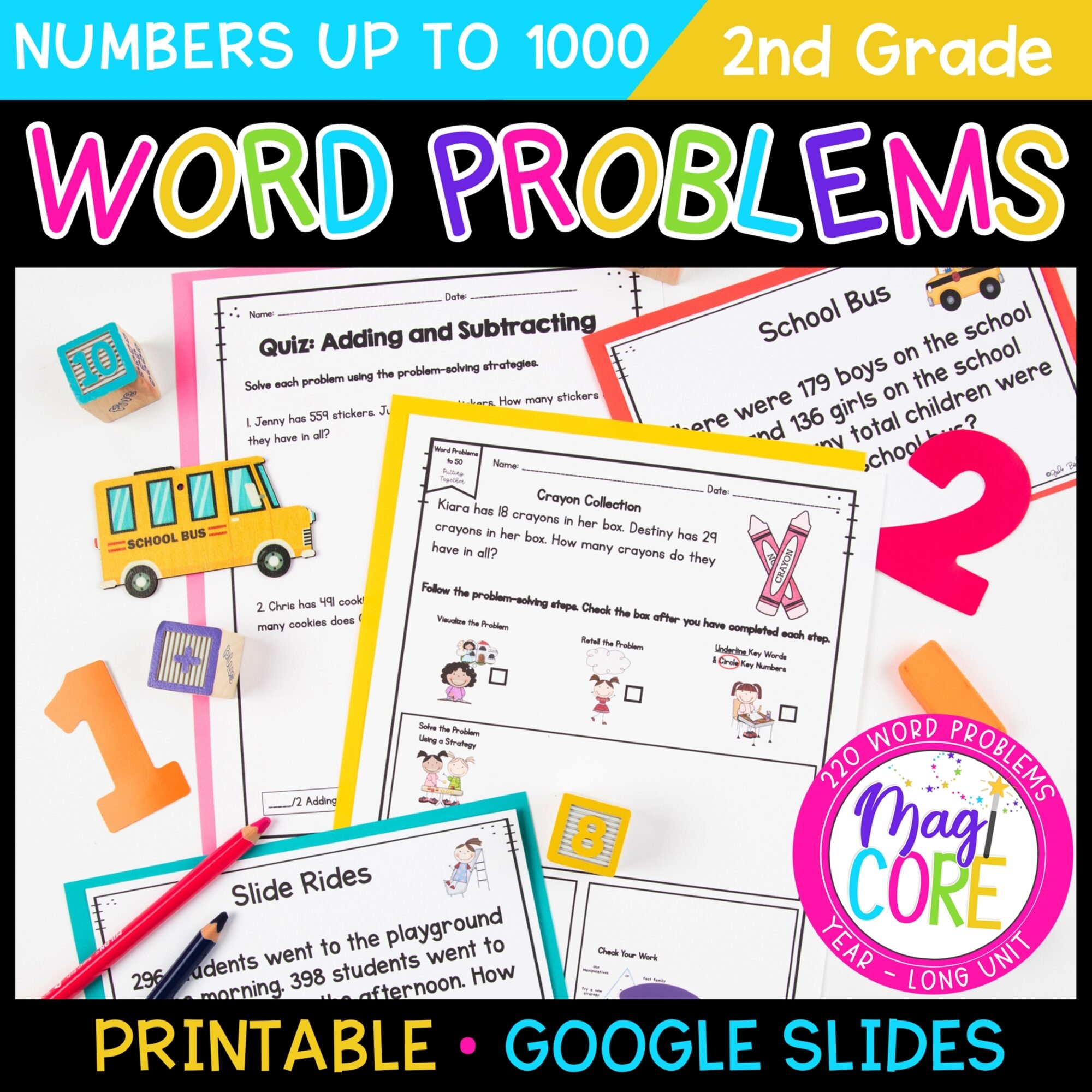 Addition Subtraction Word Problems Within 1 000 2nd Grade MagiCore