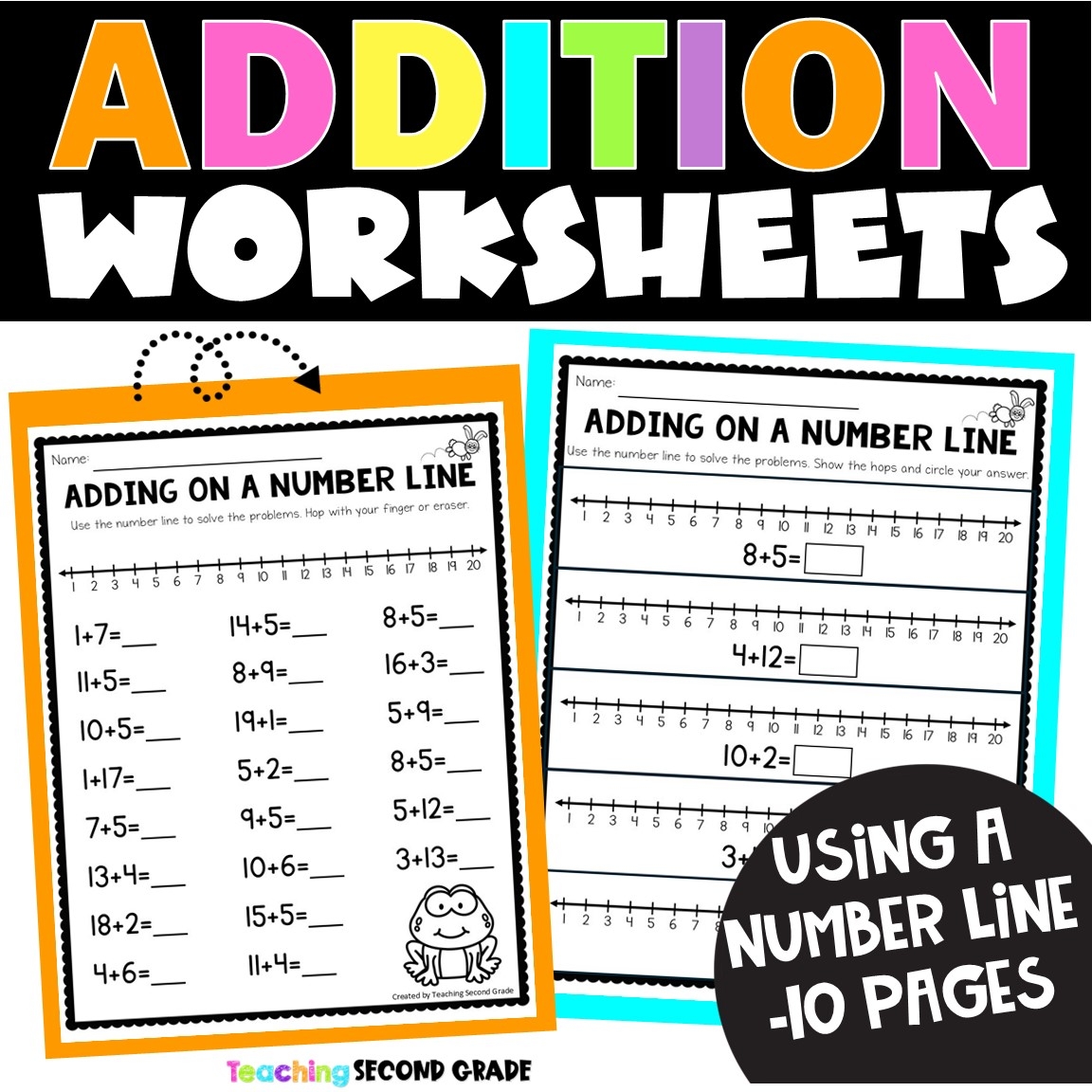 Addition Using A Number Line Worksheets No Prep Math