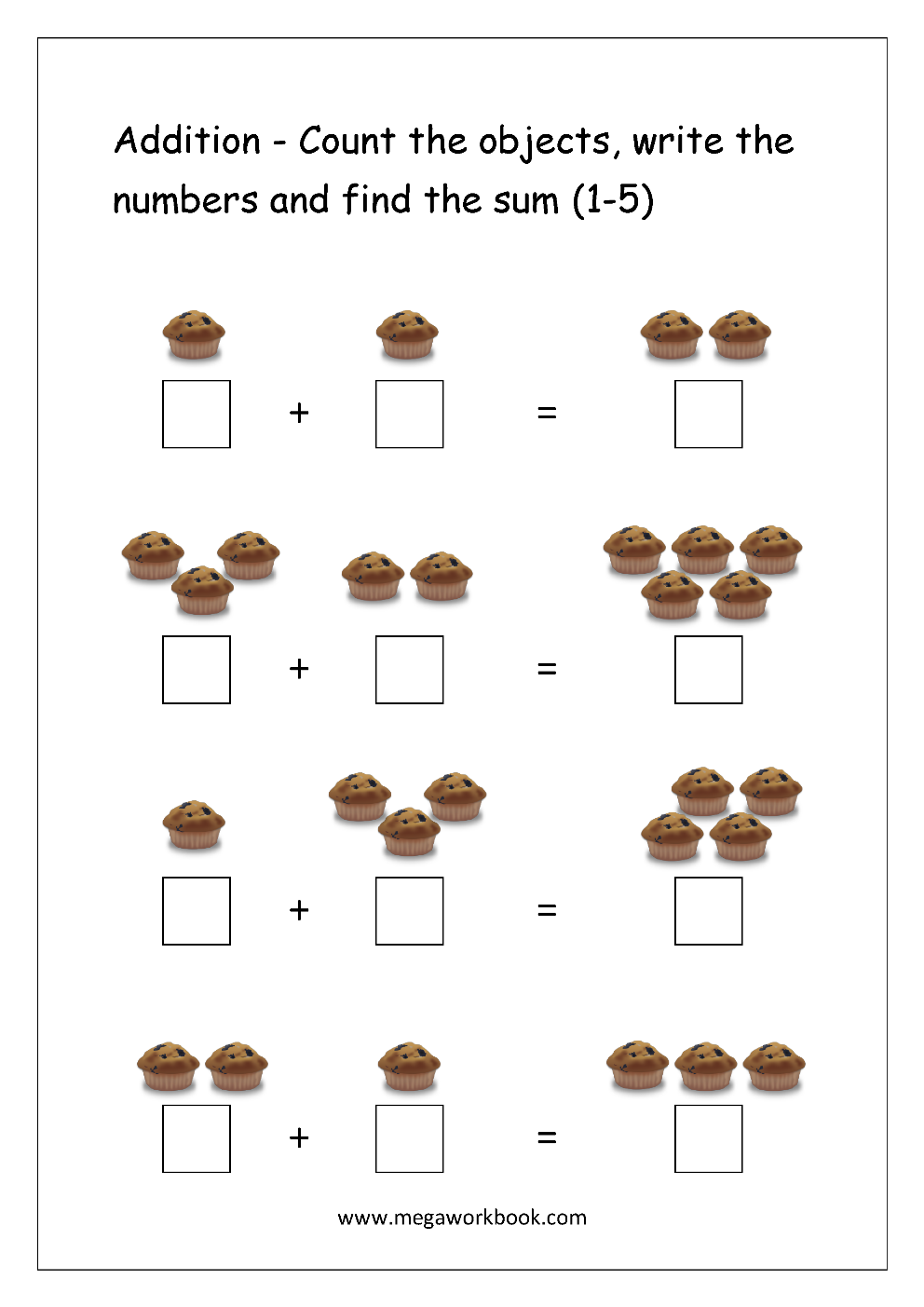 Math Addition For Kindergarten Worksheet