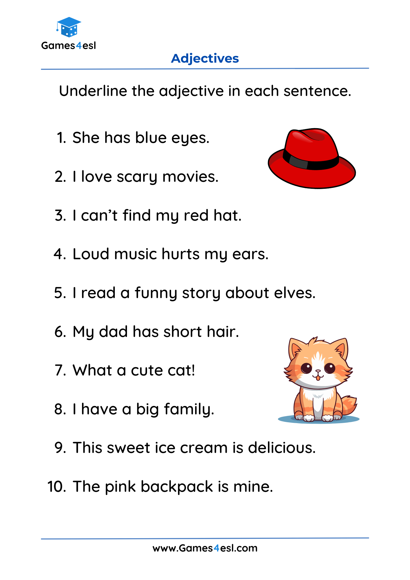 Adjective Worksheets For Grade 2 Games4esl Adjective Worksheets For Grade 2 Games4esl