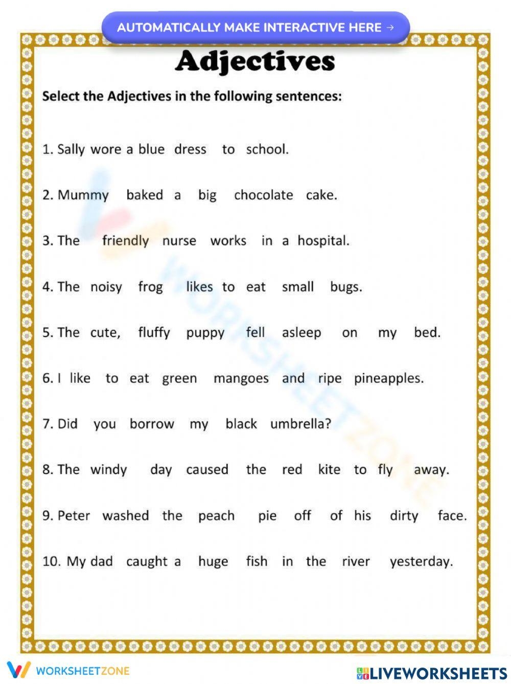 Free Adjectives Worksheet For Grade 2 Free Adjectives Worksheet For Grade 2