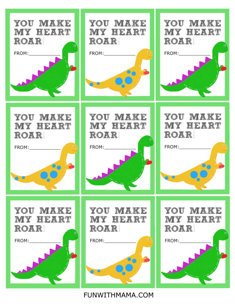 Adorable Printable Dinosaur Valentine Cards Fun With Mama