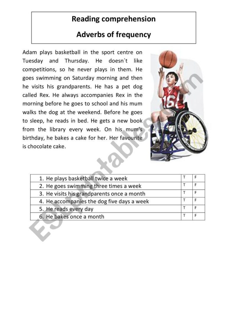 Adverbs Of Frequency Reading Comprehension ESL Worksheet By Mercedeslopez90