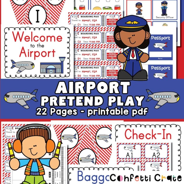 Airport Pretend Play Printable For Kids Toddler Activities Preschool Printables Kindergarten Preschool Teacher Prek Dramatic Play Etsy