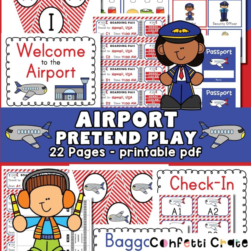 Airport Pretend Play Printable For Kids Toddler Activities Preschool Printables Kindergarten Preschool Teacher Prek Dramatic Play Etsy